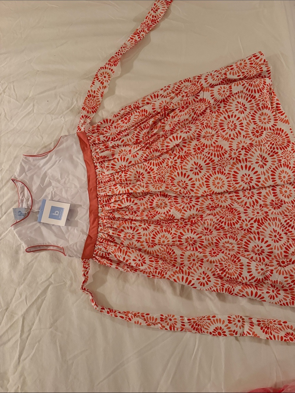 Girls Coral & White Floral Sundress -